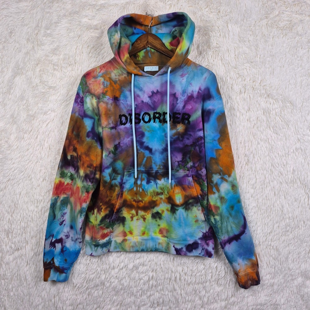 Sandro Paris Disorder Tie Dye Hoodie Mens M Multicolor Cotton Sweater Streetwear
